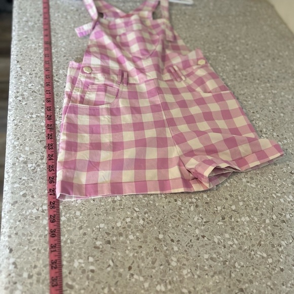 NWOT Sugar Thrillz pink heart plaid gingham flower button details Small - Picture 7 of 9